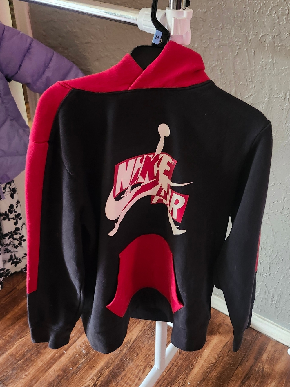 Jordan Kids Black and Red Hoodie Jacket with Nike Air Logo